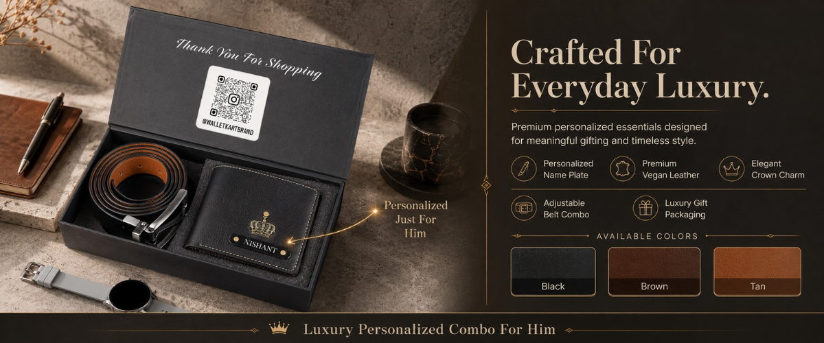 Personalised Name Engraved Wallet & Belt Combo for Men | Custom Gift