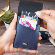 Load image into Gallery viewer, Slim Card Holder Wallet for Men &amp; Women | Pull Tab Card Wallet with Cash Pocket | Compact Front Pocket Wallet | Minimalist Card Organizer  (STYLE ID #43)
