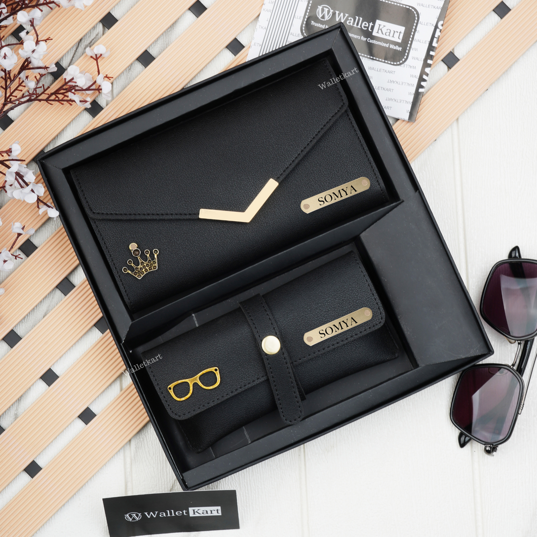 Personalised Women's Clutch & Eyewear Case with Name & Charm