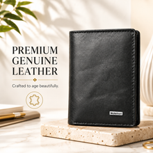 Load image into Gallery viewer, RAVELLO Premium Genuine Leather RFID Blocking Tri-Fold Men's Wallet – 7 Card Slots, 2 ID Windows, Magnetic Closure (STYLE ID #47)
