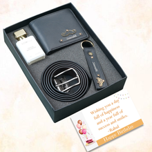 Load image into Gallery viewer, Personalised 4-in-1 Gift Combo for Men – Wallet, Belt, Keychain &amp; Perfume | Birthday Gift for Him
