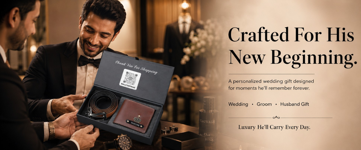 Personalised Name Engraved Wallet & Belt Combo for Men | Custom Gift