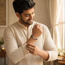 Load image into Gallery viewer, Personalized Bracelet Rakhi with Custom Name | Premium Raksha Bandhan Gift for Brother (8.0)
