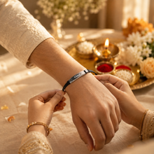 Load image into Gallery viewer, Personalized Bracelet Rakhi with Custom Name | Premium Raksha Bandhan Gift for Brother (8.0)
