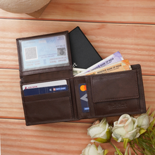Load image into Gallery viewer, Personalized Genuine Leather Name Men&#39;s Wallet, Metal Keychain, Diary and H2GO Bottle |  Customised (4 in 1) Gift Combo (STYLE ID #21)
