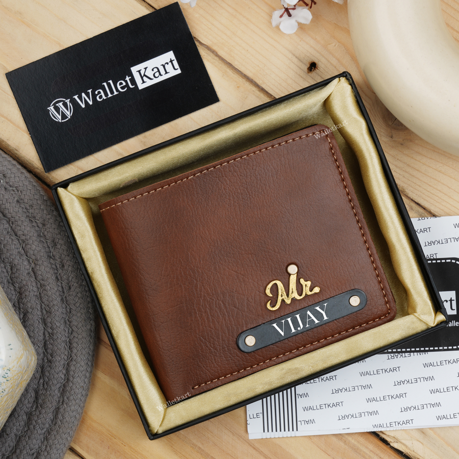 Personalised Leather Wallet for Men with Name & Charm | Custom Engraved Gift