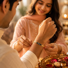 Load image into Gallery viewer, A Touch of Gold: Personalized Rakhi with Name Engraving (3.0)
