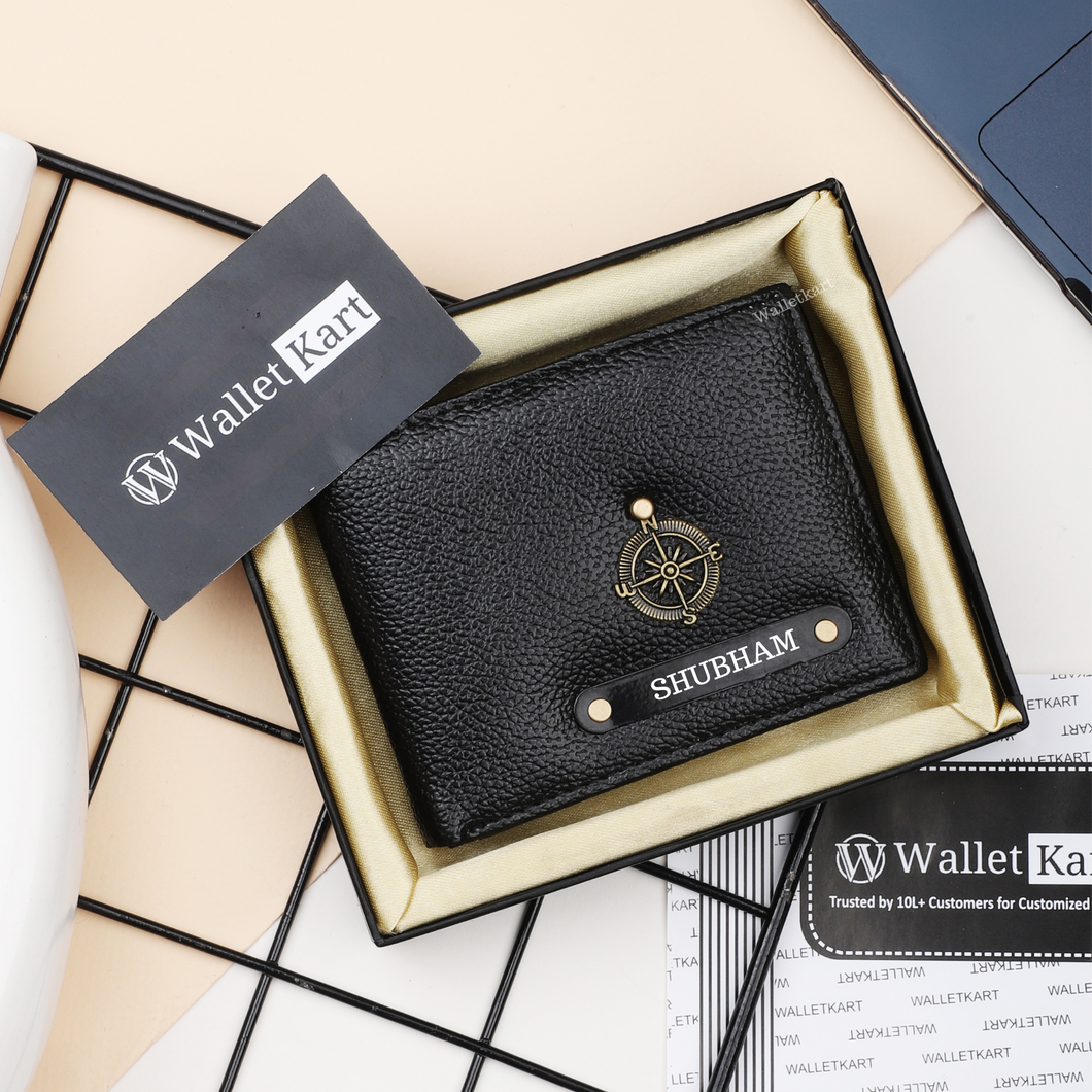 Personalized Leather Name Men's Wallet | Best Customized Gift for Boyfriend Friend Husband Father & Son
