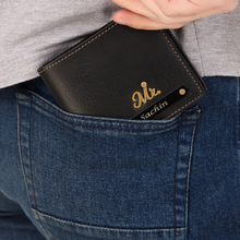 Load image into Gallery viewer, Personalized  Leather Name Wallet For Men
