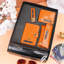Load image into Gallery viewer, Personalized Gift Set for Men with Custom Name &amp; Charm | Wallet, Passport Holder, Eyewear Case, Bottle &amp; Keychain | 5-in-1 Gift Box for Husband, Boyfriend &amp; Brother
