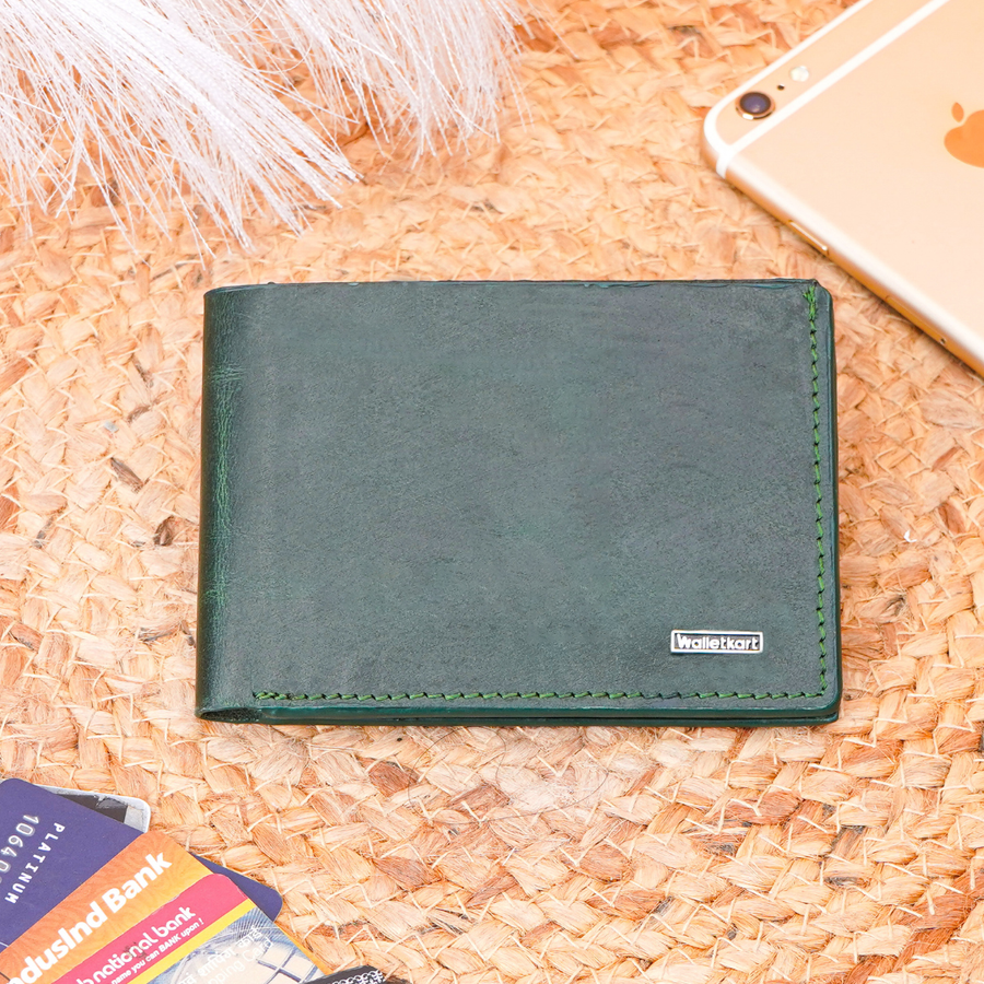 Oil Crunch Men's Genuine Leather Bi-Fold Wallet – 4 Card Slots, 1 Cash Compartment, Ultra-Slim Wallet (STYLE ID #29)