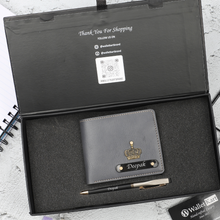 Load image into Gallery viewer, Personalized  Leather Name Wallet and Pen For Men
