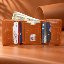 Load image into Gallery viewer, RAVELLO Premium Genuine Leather RFID Blocking Tri-Fold Men's Wallet – 7 Card Slots, 2 ID Windows, Magnetic Closure (STYLE ID #47)
