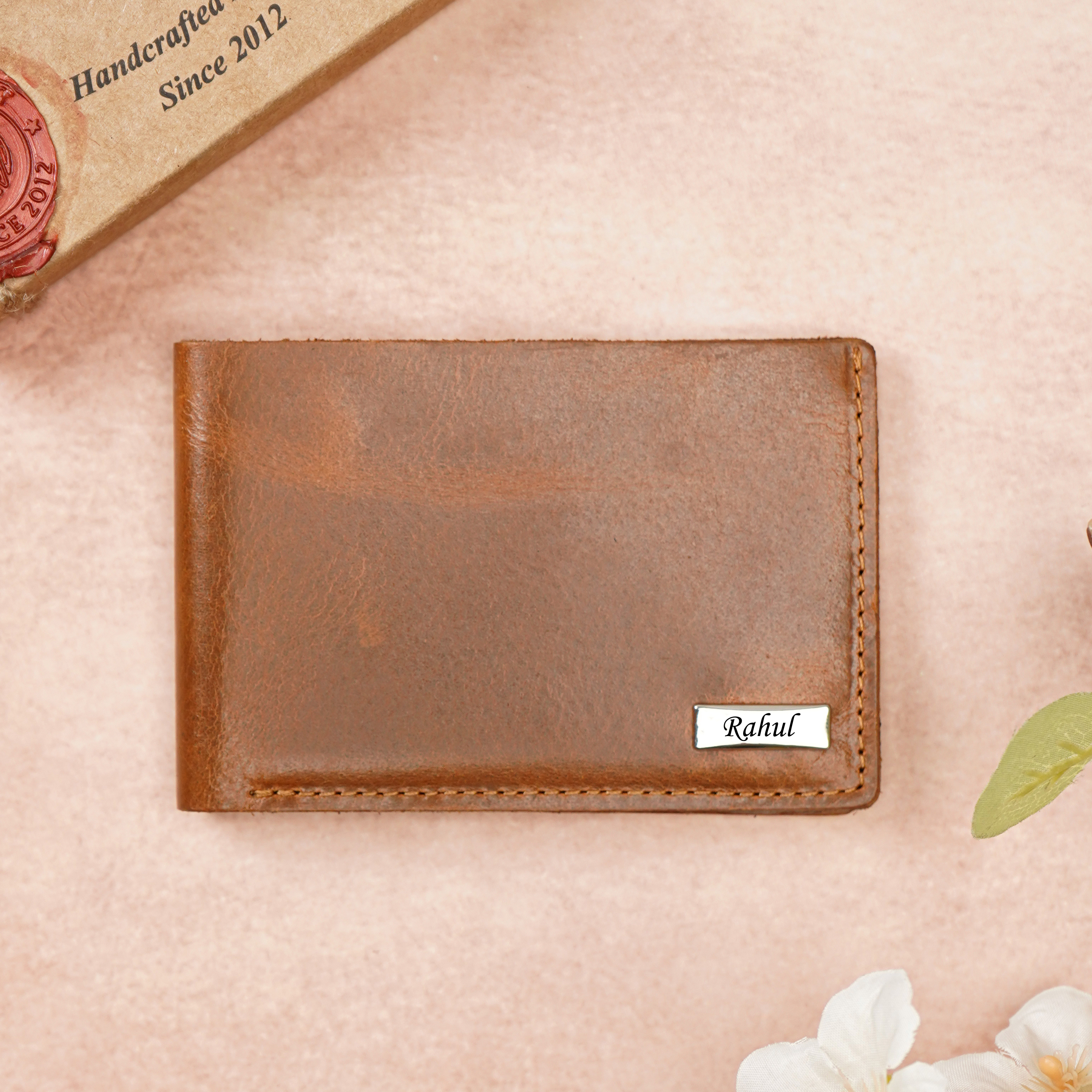 Premium Handmade Genuine Leather Men's Wallet with Name Engarved on metal Plate (STYLE ID #29)