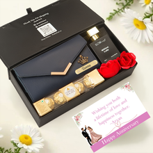 Load image into Gallery viewer, Personalised Gift Set for Women | Clutch with Name &amp; Charm, Perfume &amp; Chocolates Combo | Customized Premium Gift for Her
