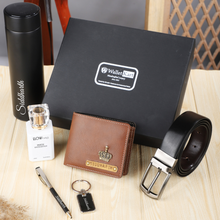 Load image into Gallery viewer, Personalized  Leather Name Men&#39;s Wallet Combo| Customised Gift ( 6 in 1 ) Combo for Boyfriend Friend Husband Father &amp; Son
