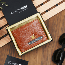 Load image into Gallery viewer, Personalized Crocodile Leather Name Wallet for Men
