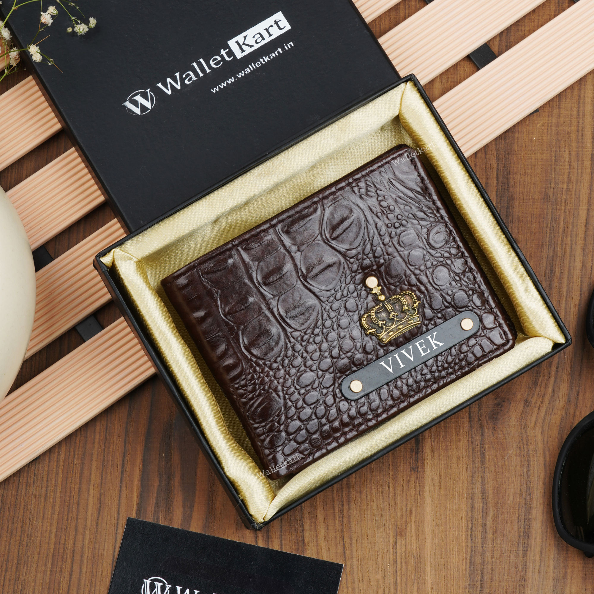 Personalized Crocodile Leather Name Men