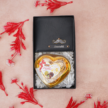 Load image into Gallery viewer, Personalized Leather Wallet &amp; Chocolate for Men &amp; | Custom Engraved Wallet with Name | Boyfriend Birthday &amp; Marriage Anniversary Gift
