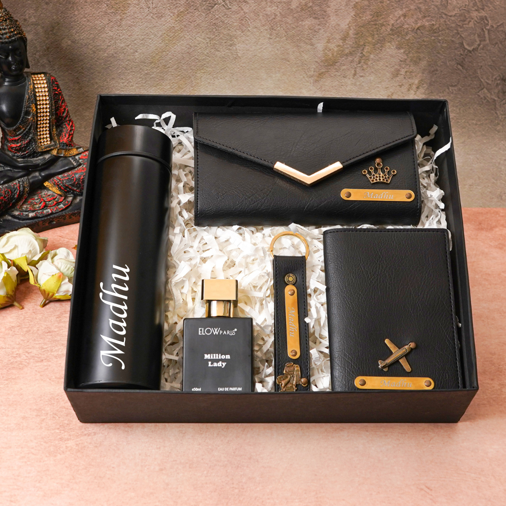 Premium Personalized 5-in-1 Leather Gift Set for Women | Perfect Anniversary Gift for Wife