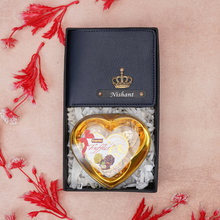 Load image into Gallery viewer, Personalized Leather Wallet &amp; Chocolate for Men &amp; | Custom Engraved Wallet with Name | Boyfriend Birthday &amp; Marriage Anniversary Gift
