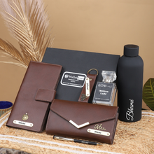 Load image into Gallery viewer, Custom Leather Love: Clutch Travel Wallet Pen keychain Perfume and H2GO Bottle
