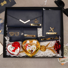 Load image into Gallery viewer, Romantic 7-in-1 Gift Box for Girlfriend / Wife – Personalised Clutch, Passport Cover &amp; Cute Teddy with Chocolates &amp; Rose
