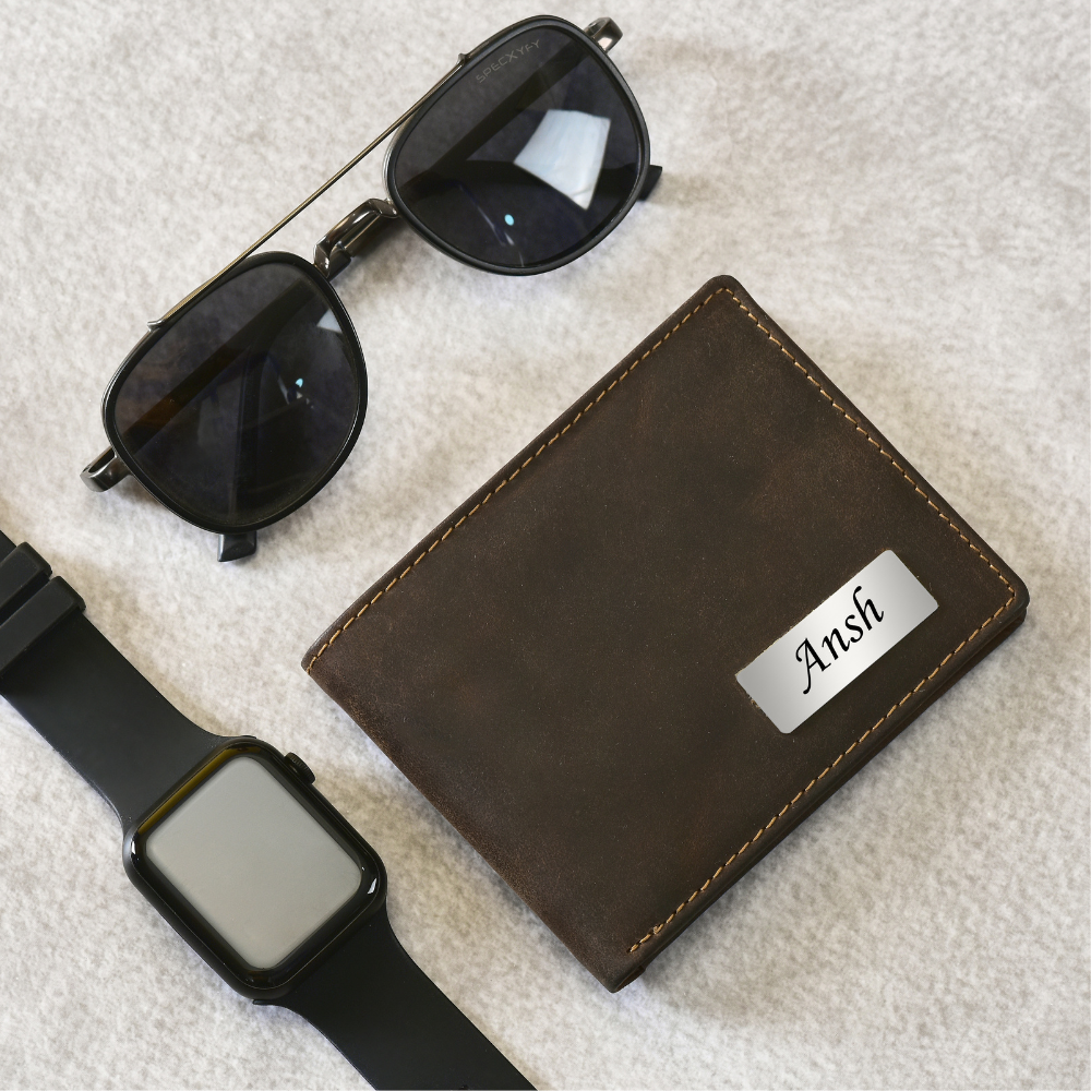 Personalized Genuine Leather Name Men's Wallet | Customized Gift for Boyfriend Friend Husband Father & Son (STYLE ID #22)
