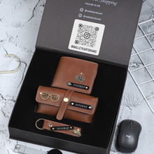 Load image into Gallery viewer, Personalized Leather Name Wallet Eyewear Case and Keychain For Men
