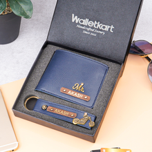 Load image into Gallery viewer, Personalised 2-in-1 Leather Name Men's Wallet &amp; Keychain with charm

