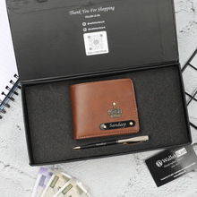 Load image into Gallery viewer, Personalized  Leather Name Wallet and Pen For Men
