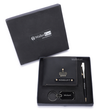 Load image into Gallery viewer, Personalized Leather Name Wallet Pen And Metal Keychain For Men
