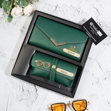 Load image into Gallery viewer, Personalized Ladies Leather Clutch and Eyewear with Name &amp; Charm
