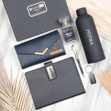 Load image into Gallery viewer, Personalized Leather Name Women&#39;s Clutch Metal Keychain Dairy Pen Perfume and H2GO Bottle | Best Customized ( 6 in 1 ) Gift Combo for Girlfriend Friend Wife Mother &amp; Sister
