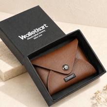 Load image into Gallery viewer, Personalised Mini Wallet for Men &amp; Women with Custom Name | Compact Cash, Coin &amp; Card Holder | Vegan Leather Pocket Wallet with Snap Closure
