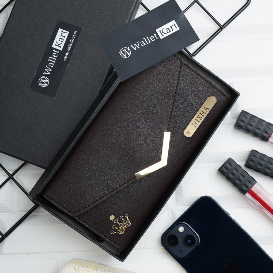Clearance Offer – Personalised Women’s Leather Clutch with Charm