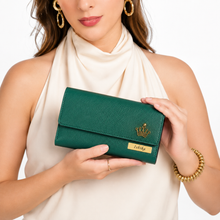 Load image into Gallery viewer, Personalized Clutch Wallet for Women | Custom Name &amp; Charm | Ladies Long Purse with 8 Card Slots, ID Window, Mobile Pocket, Zipper Pocket &amp; Cash Compartments | Gift for Her
