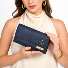Load image into Gallery viewer, Personalized Clutch Wallet for Women | Custom Name &amp; Charm | Ladies Long Purse with 8 Card Slots, ID Window, Mobile Pocket, Zipper Pocket &amp; Cash Compartments | Gift for Her
