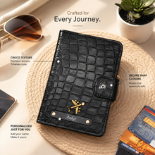 Load image into Gallery viewer, Personalized Premium Gift Combo for Men with Custom Name | Croco Texture Wallet, Passport Holder, Eyeglass Case, Keychain, Bottle &amp; Ferrero Rocher Chocolate | Gift Set for Men
