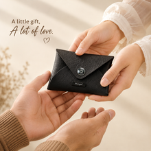 Load image into Gallery viewer, Personalised Mini Wallet for Men &amp; Women with Custom Name | Compact Cash, Coin &amp; Card Holder | Vegan Leather Pocket Wallet with Snap Closure

