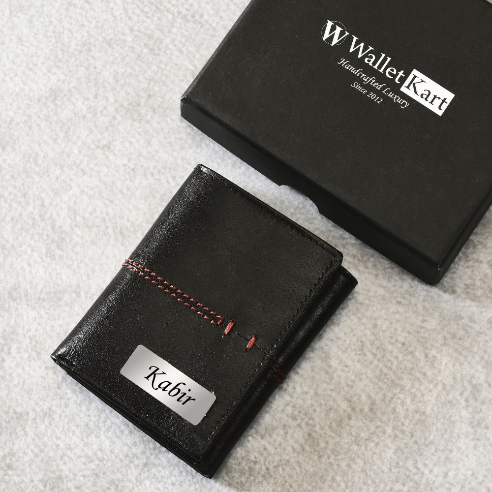 Personalized Genuine Leather Name Men's Wallet | Customised Gift for Boyfriend Friend Husband Father & Son (STYLE ID #11)