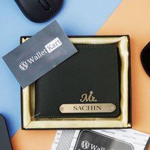 Load image into Gallery viewer, Personalized Men&#39;s Wallet with Name &amp; Charm
