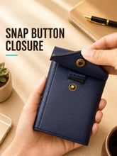 Load image into Gallery viewer, Slim Vegan Leather Pull-Tab Card Holder Wallet for Men &amp; Women | 8 Card Capacity (5 Quick-Access Pull-Tab Slots + 3 Inner Card Slots), Cash Pocket, Button Closure(STYLE ID #43)
