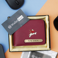 Load image into Gallery viewer, Personalized Men&#39;s Wallet with Name &amp; Charm
