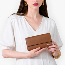 Load image into Gallery viewer, Women’s Long Clutch Wallet | 8 Card Slots, ID Window, Mobile Pocket, Zipper Pocket &amp; Spacious Cash Compartments | Textured Ladies Purse with Secure Snap Closure STYLE ID#54
