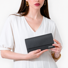 Load image into Gallery viewer, Women’s Long Clutch Wallet | 8 Card Slots, ID Window, Mobile Pocket, Zipper Pocket &amp; Spacious Cash Compartments | Textured Ladies Purse with Secure Snap Closure STYLE ID#54
