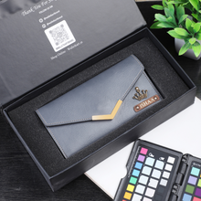 Load image into Gallery viewer, Customized Leather Women&#39;s Clutch with Name and Charm
