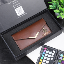 Load image into Gallery viewer, Customized Leather Women&#39;s Clutch with Name and Charm
