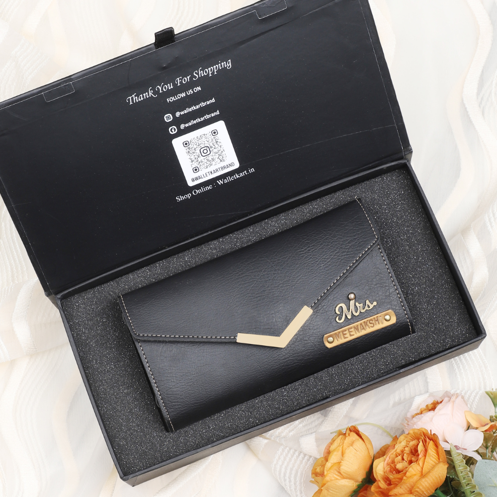 Personalized Leather Name Women's Clutch | Best Customised Gift for Girlfriend Friend Wife Mother & Sister
