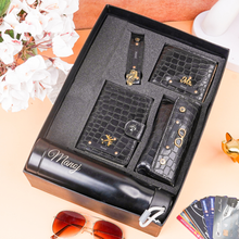 Load image into Gallery viewer, Personalized Gift Set for Men with Custom Name &amp; Charm | Wallet, Passport Holder, Eyewear Case, Bottle &amp; Keychain | 5-in-1 Gift Box for Husband, Boyfriend &amp; Brother
